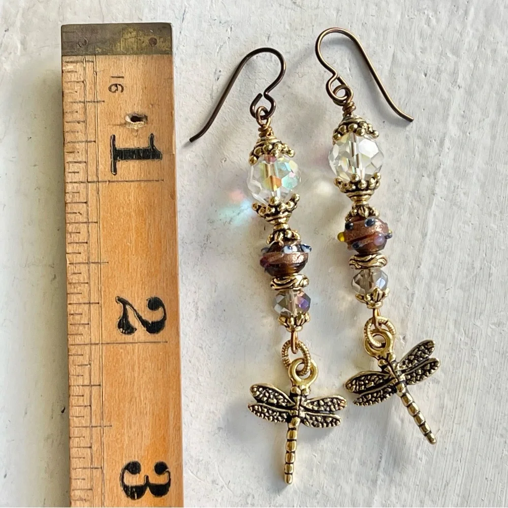 ARTISAN Earrings - “Golden Flight” Dangles - Picture 8 of 9